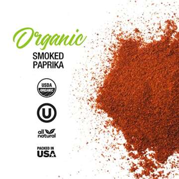 The Spice Lab Organic Smoked Paprika - Vegan Gourmet Spanish Paprika Powder - 1.9 oz French Jar Seasoning Shaker - USDA Organic - Vegan, Kosher, Non GMO & Gluten Free Spice - High Color ASTA 120+