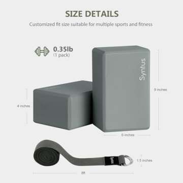 Syntus Yoga Block and Yoga Strap Set - Eco-Friendly 2-Pack with Instruction Book