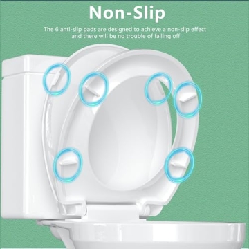 Aünsffer Toilet Seat Round - Slow Close, Easy Install, White Plastic