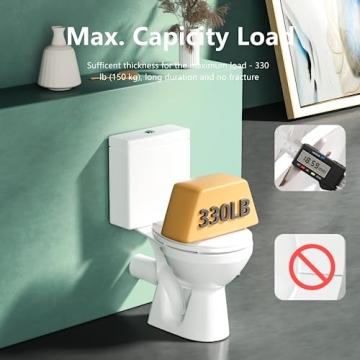 Aünsffer Toilet Seat Round - Slow Close, Easy Install, White Plastic