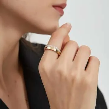 YIKOXI 2PCS Gold Plated Stackable Rings Set for Women