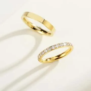 YIKOXI 2PCS Gold Plated Stackable Rings Set for Women