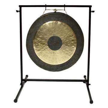 The Gong Shop 18” Chau Gong - Includes Gong Stand & Mallet/Authentic Chinese Chau Gong/Shimmering Wash/Focused Tone/Hand Selected For Quality/Great for Sound Healing, Home, or Office