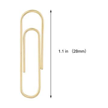 Paper Clips, 300-Count, Paperclips, Paper Clip, Gold Paper Clips, 1.1 Inch (28mm) Small Paper Clips