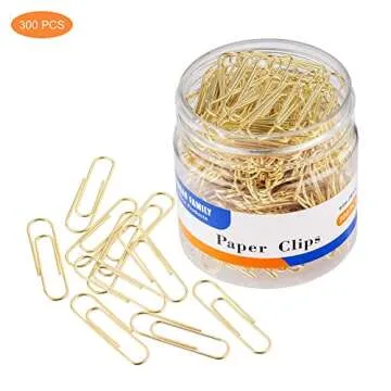 Paper Clips, 300-Count, Paperclips, Paper Clip, Gold Paper Clips, 1.1 Inch (28mm) Small Paper Clips