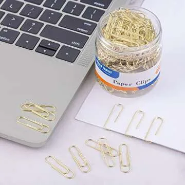 Paper Clips, 300-Count, Paperclips, Paper Clip, Gold Paper Clips, 1.1 Inch (28mm) Small Paper Clips
