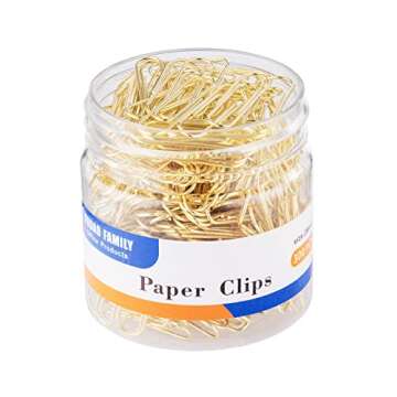 Paper Clips, 300-Count, Paperclips, Paper Clip, Gold Paper Clips, 1.1 Inch (28mm) Small Paper Clips
