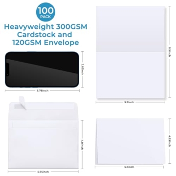 Ohuhu Blank Cards & Envelopes 100 Pack for All Occasions