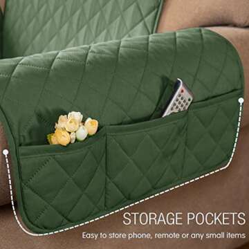 SUBRTEX Loveseat Cover for 2 Cushion Sofa Couch Slipcover Reversible Quilted Furniture Protector with Elastic Straps Washable for Living Room for Kids Pets (Loveseat, Dark Green)