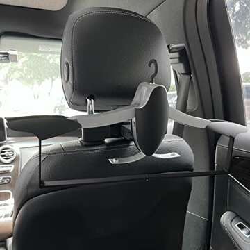 Car Coat Hanger with Backseat Storage Hook, for All Kinds of Clothes Jackets Suits Handbags, Purses, Coats, and Grocery Bags – Universal, Foldable, Suitable for Automotive, RV, Truck, SUV