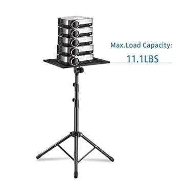 Projector Stand,Laptop Tripod Stand Adjustable Height up to 47.2 Inch with Gooseneck Phone Holder, Portable for Outdoor Movies-Detachable Computer DJ Racks Holder Mount