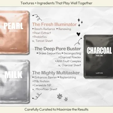 LAPCOS Revitalizing Variety Pack Sheet Masks for Glowing Skin