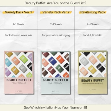 LAPCOS Revitalizing Variety Pack Sheet Masks for Glowing Skin