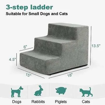 Sicilaien Dog Stairs for Pets - 3 Steps High Density Foam