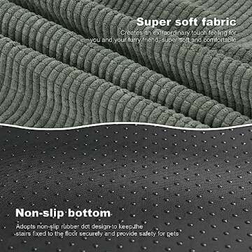 Sicilaien Dog Stairs for Small Dogs, 3 Steps High-Density Dog Steps for Sofa &High Bed, Removable Washable Covers&Non-Slip Pet Steps for Cats/Dogs, Grey