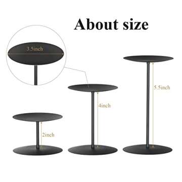 smtyle Black Candle Holder Metal Candle Stand Set of 3 Pillar Candle Holders for Table Centerpieces ...