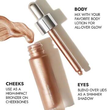 COVER FX Custom Bronzer Drops - Gilded Glow: Rich Bronze - 1 Fl Oz - Radiant Glow Liquid Bronzer - Customizable Color