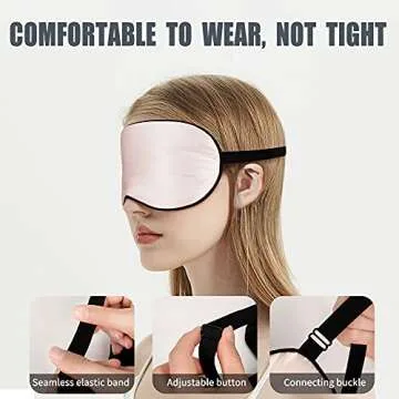 OLESILK Silk Sleep Mask 2 Pack, 100% Mulberry Silk Eye Mask for Sleeping for Women& Men, with Adjustable Strap Black&Light Plum