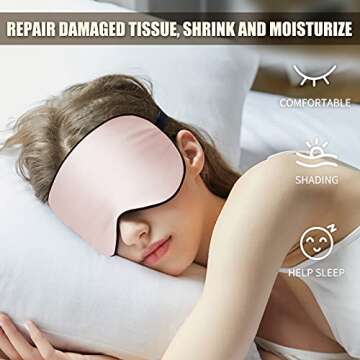 OLESILK Silk Sleep Mask 2 Pack, 100% Mulberry Silk Eye Mask for Sleeping for Women& Men, with Adjustable Strap Black&Light Plum