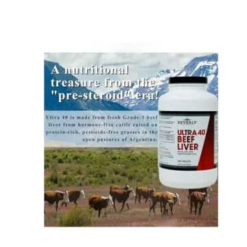 Beverly International Ultra 40 Grass Fed Desiccated Beef Liver, 500 Tab. Golden-era Secret for Boosting Muscle Growth, Stamina and Performance Naturally. Break Through Those Sticking Points-Endurance