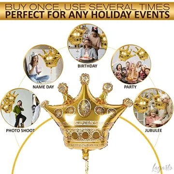 3Pcs Gold Crown Balloons for Party Decor and Celebrations