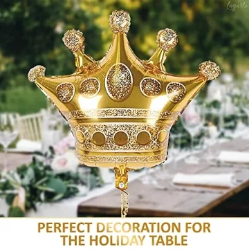 3Pcs Gold Crown Balloons for Party Decor and Celebrations