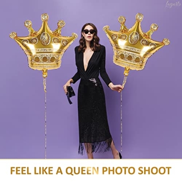 3Pcs Gold Crown Balloons for Party Decor and Celebrations