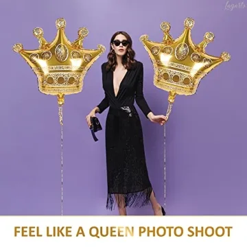 3Pcs Gold Crown Balloons for Party Decor and Celebrations