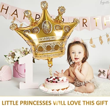 3Pcs Gold Crown Balloons for Party Decor and Celebrations