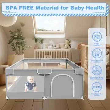 XVISHX Baby Playpen 50 x 50 Inch Play Pen Playards, Playpen for Babies and Toddlers, Baby Playard for Indoor & Outdoor Active Center Game Fence, with Skin-Friendly Fabric and Soft Breathable Mesh Grey