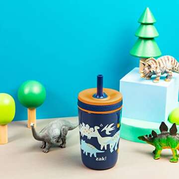 Zak Designs Kelso Toddler Cups – 12oz Vacuum Insulated Sippy Cup (Zaksaurus)