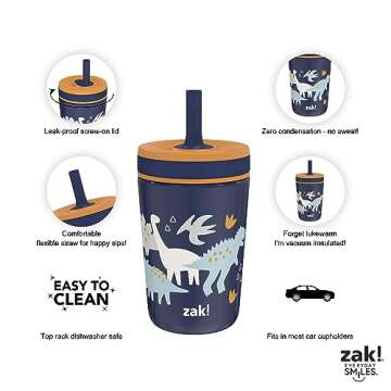 Zak Designs Leak-Proof 12oz Toddler Cup for Home or Travel