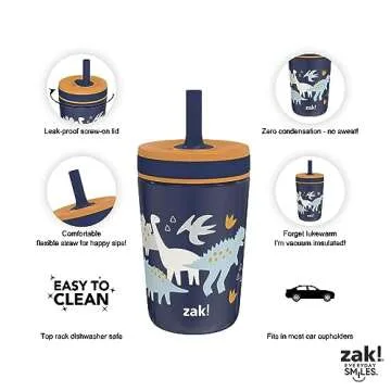 Zak Designs Leak-Proof 12oz Toddler Cup for Home or Travel