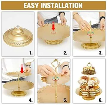 QPOR Gold Cake Stand Set Cupcake Holder for Dessert Cake Table Decor