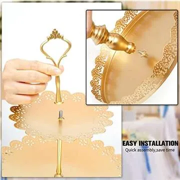 QPOR Gold Cake Stand Set Cupcake Holder for Dessert Cake Table Decor