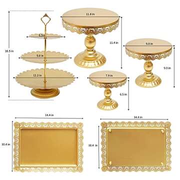 QPOR Gold Cake Stand Set Cupcake Holder for Dessert Cake Table Decor
