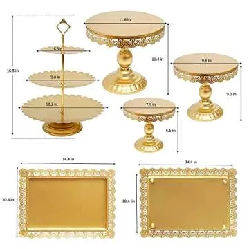 QPOR Gold Cake Stand Set Cupcake Holder for Dessert Cake Table Decor