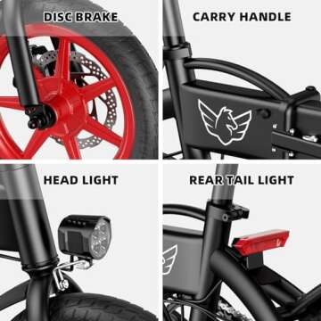 14" Folding Electric Bike - Max Speed 21 MPH & 31 Miles Range