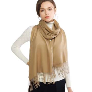 RIIQIICHY Scarfs for Women Winter Camel Pashmina Shawls and Wraps for Evening Dresses Warm Large Sca...