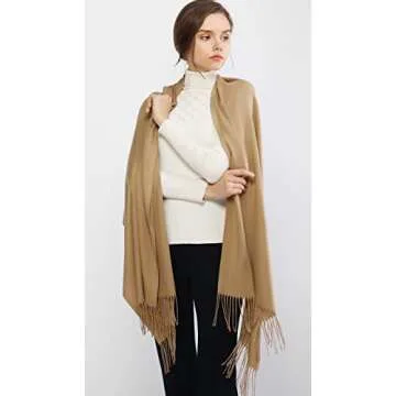 RIIQIICHY Scarfs for Women Winter Camel Pashmina Shawls and Wraps for Evening Dresses Warm Large Scarves Wedding Shawl