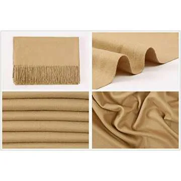 RIIQIICHY Scarfs for Women Winter Camel Pashmina Shawls and Wraps for Evening Dresses Warm Large Scarves Wedding Shawl