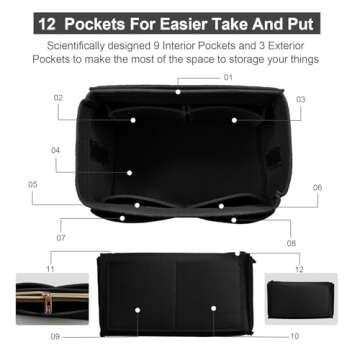 OMYSTYLE Black Large Organizer for Perfect Handbag Organization