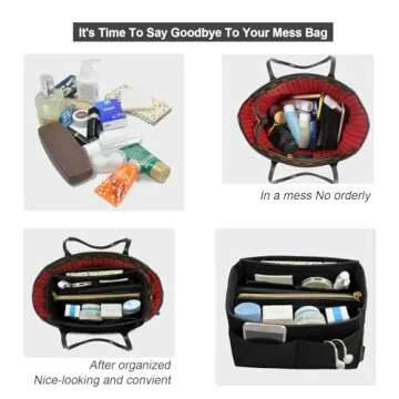 OMYSTYLE Black Large Organizer for Perfect Handbag Organization