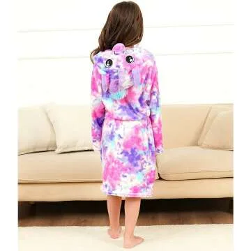 Unicorn Hooded Bathrobe for Girls - Cozy Sleepwear