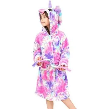 Unicorn Hooded Bathrobe for Girls - Cozy Sleepwear