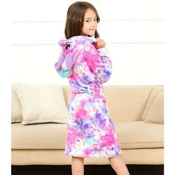 Unicorn Hooded Bathrobe for Girls - Cozy Sleepwear