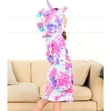 Unicorn Hooded Bathrobe for Girls - Cozy Sleepwear