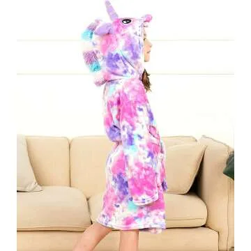 Unicorn Hooded Bathrobe for Girls - Cozy Sleepwear