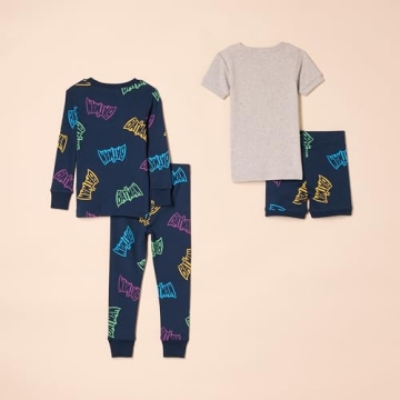 Amazon Essentials DC Unisex Toddlers' Snug-Fit Cotton Pajama Sleepwear Sets, Batman Logo