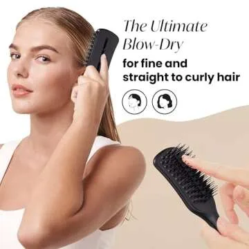 Tangle Teezer Ultimate Blow Dry Brush, Vented Hair Brush for a Quick & Easy Blowout, Adds Volume & Lift, for Fine to Medium Hair Types, Jet Black